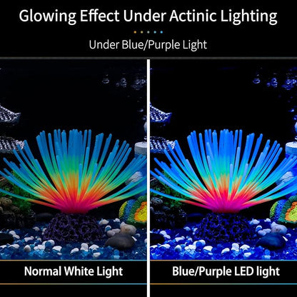Uniclife Aquarium Imitative Iridescent Blue Sea Urchin Ball Artificial Silicone Ornament with Glowing Effect for Fish Tank Landscape Decoration UnicLife