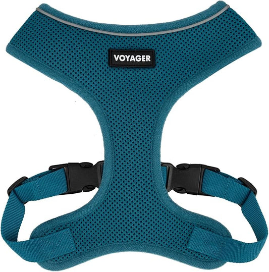 Voyager Aerolite No Pull Mesh Dog Harness with Lightweight, Soft, Breathable, Reflective Stitching, and Adjustable Straps for Walking, Running, Training, Heavy Duty and Durable - Turquoise, S BestPetSuppliesLLC
