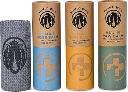 Dog Care Kit - Healing Dog Paw Pad Balm + Snout Soother for Dogs + Skin Soother - Relieves Pain, Nourishes and Heals - For Dry, Irritated Paws, Noses and Skin - Lick-Safe - Made in the USA RhinoWax