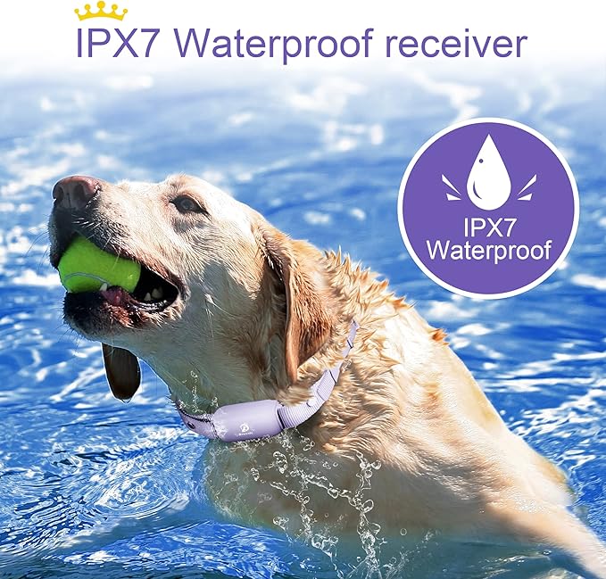 Bousnic Shock Collar for Dogs - Waterproof Rechargeable Dog Electric Training Collar with Remote for Small Medium Large Dogs with Beep, Vibration, Safe Shock Modes (8-120 Lbs) (Purple) BOUSNIC