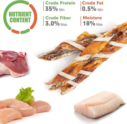 MON2SUN Dog Treats, Triple Flavor Jerky Twist Sticks, 5-7 Inch Chicken Duck and Codfish Sticks Dog Chews for Small Dogs, Healthy Dog Snacks, 10.58 oz (15 Count-Pack of 1) - PAWPICO