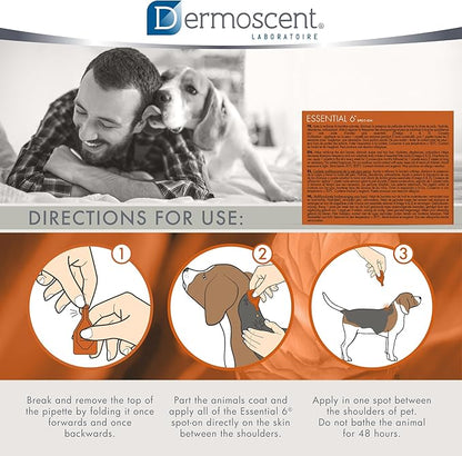 Dermoscent Essential 6 spot-on - Dog Skin Care for Dandruff & Allergy Relief with Vitamin E Oil - Anti Itch for Dogs - Natural Ingredients for Sensitive Skin - Dogs 10-20 kg - 4 Pipettes of 1.2 ml Dermoscent