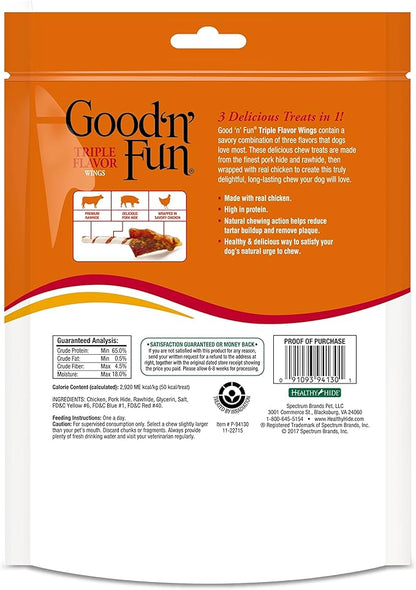 Good 'N' Fun Triple Flavor Wings, Made with Real Meat, Treats for All Dog Sizes - PAWPICO