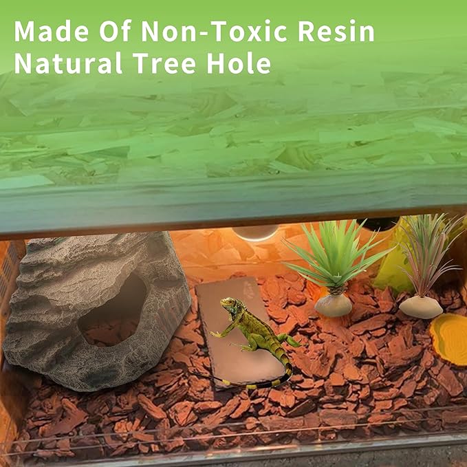 Reptile Hides Hideout Habitat, Reptile Caves for Bearded Dragons, Leopard Geckos, Lizards, Turtles, Snakes, Frogs (Medium-B) PAWPICO