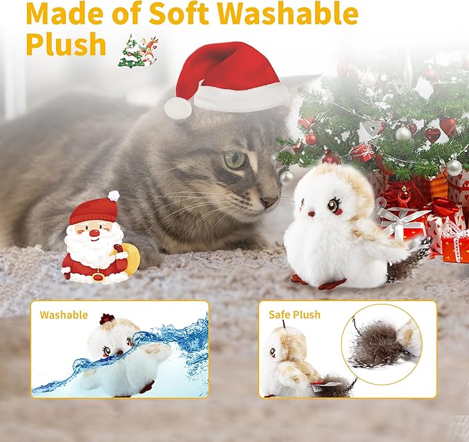 Gigwi Interactive Cat Toys for Indoor Cats, Flapping and Chirping Catnip Toys for Cat Exercise, Automatic Cat Toy with Beating Wings & Real Feather Tail, Rechargeable Cat Kicker Toy Princess - PAWPICO