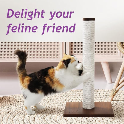 Necoichi 23.6” Tall Cat Scratching Post Kitten Scratcher Paper Rope Scratch Posts Trees with Hanging for Indoor Cats (23.6 inches for Kitty, Regular, Dark Cherry) - PAWPICO