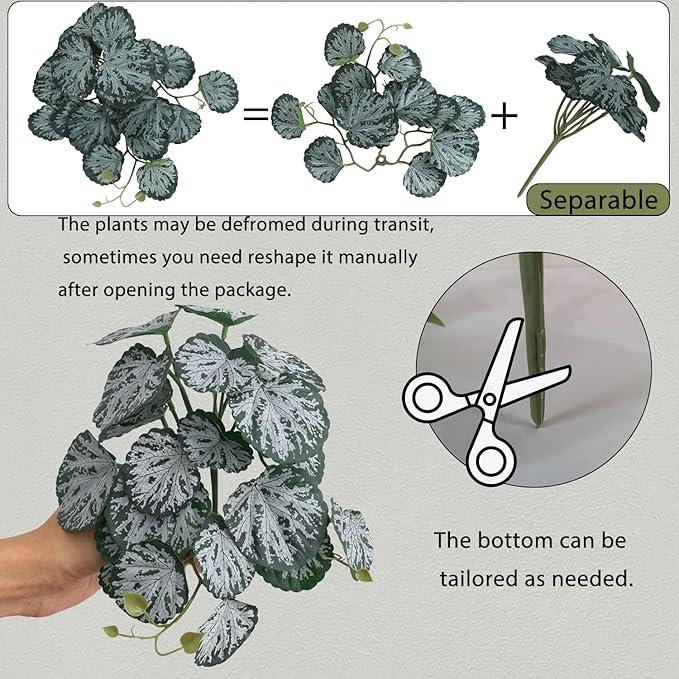 Fake Reptile Plants for Reptile Terrarium Plants, Reptile Plant Décor, Turtle Tank Plants with Suction Cup IBWell