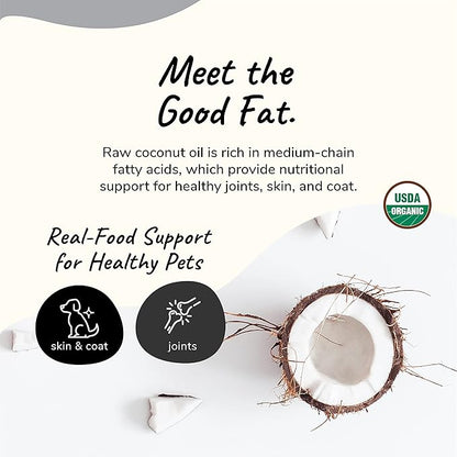 Organic Coconut Oil Pet Supplement for Dogs and Cats - Safe, Natural Skin and Coat Support with Cold Pressed Extra Virgin Coconut Oil - Itchy Skin, Dry Cracked Noses & Dry Skin Treatment - Made in USA kinkind