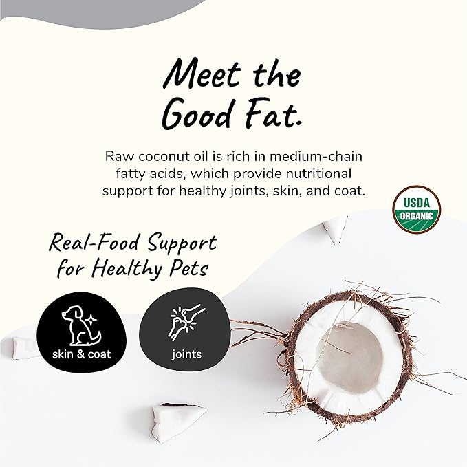 Organic Coconut Oil Pet Supplement for Dogs and Cats - Safe, Natural Skin and Coat Support with Cold Pressed Extra Virgin Coconut Oil - Itchy Skin, Dry Cracked Noses & Dry Skin Treatment - Made in USA kinkind