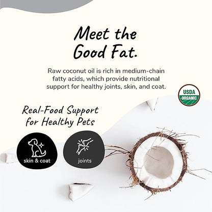 Organic Coconut Oil Pet Supplement for Dogs and Cats - Safe, Natural Skin and Coat Support with Cold Pressed Extra Virgin Coconut Oil - Itchy Skin, Dry Cracked Noses & Dry Skin Treatment - Made in USA kinkind