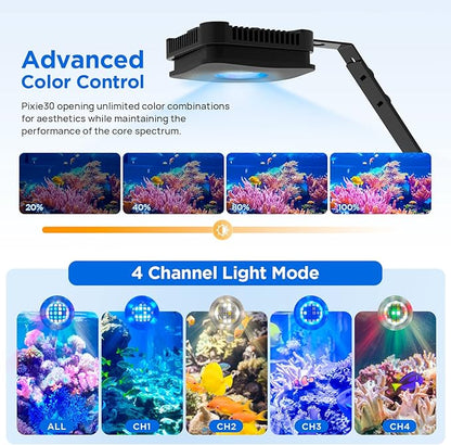 Lominie LED Aquarium Light, Full Spectrum Fish Tank Light, Clip on Saltwater Planted Light Adjustable Gooseneck for Saltwater Coral Fish Tanks, Dimmable Nano Refugium Tank Light Supports Remote WiFi Lominie