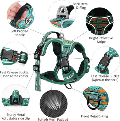 Timos No Pull Dog Harness,No Choke Front Clip Dog Reflective Harness,Adjustable Soft Padded Pet Vest with Easy Control Handle for X-Small Dogs,Wilderness,XS Timos