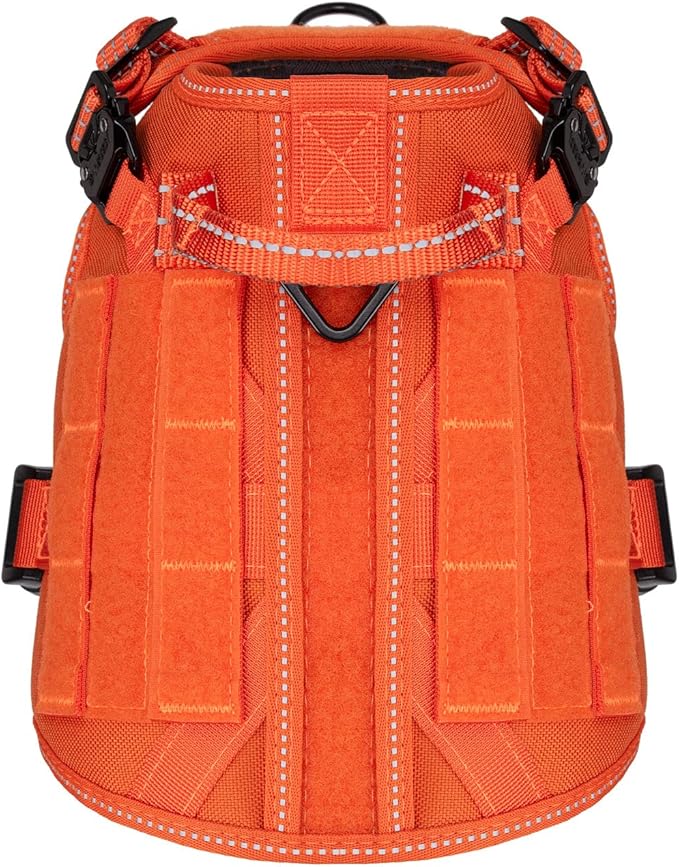 ICEFANG Tactical Dog Harness, Small Size,2X Metal Buckle,Working Dog MOLLE Vest with Handle,No Pulling Front Leash Clip,Hook and Loop Panel ICEFANGDIRECT