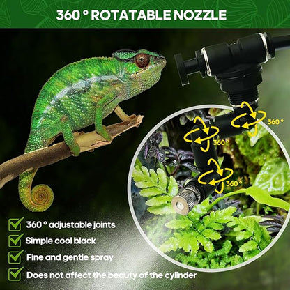 Reptile Smart Mister, Reptile Humidifiers Misting System Automatic with Timer, Terrariums Humidifier with 360°Adjustable Misting Nozzles, Spray Kit for Rainforest Plants Amphibian MYGIIKAKA