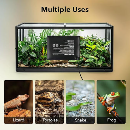 BN-LINK Durable Reptile Heating Pad 6" X 8" with Digital Thermostat Under Tank Heater Terrarium Warmer Combo Set for Turtles, Lizards, Frogs, and Other Reptiles BN-LINK