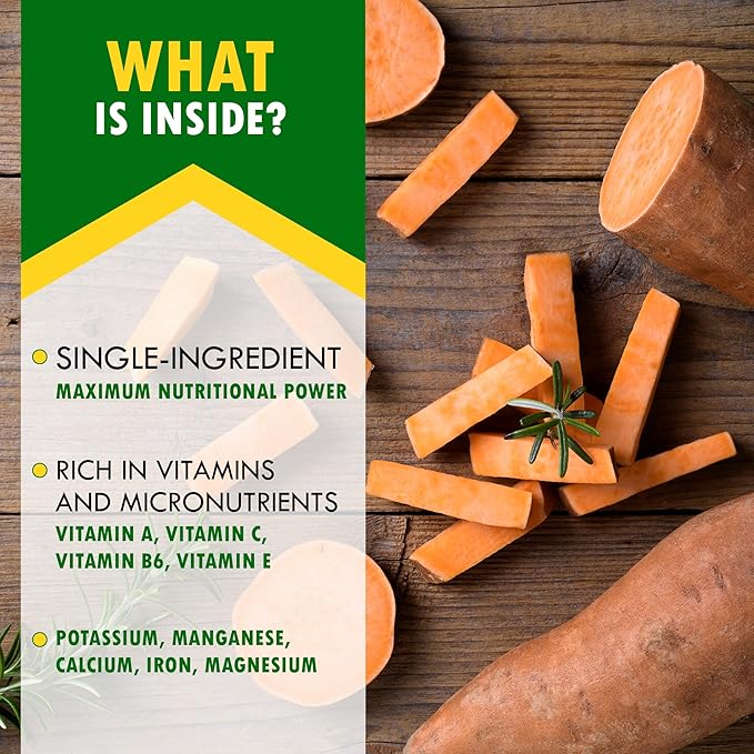 Sweet Potato Dog Treats Chips - All Natural Pet Snack Chews - Grain Free & Human Grade Dried Snacks in Bulk - Best Jerky for Training Small & Large Dogs - PAWPICO