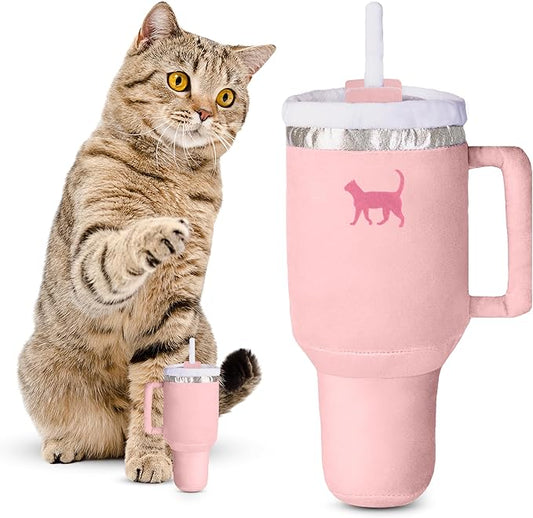 Kitty Cup Tumbler Cat Toy – Cute Cat Toy with Catnip, Crinkle Cat Toys for Cat Birthdays or Christmas, Funny Cat Toys for Kittens (Pink Peach Dust) - PAWPICO