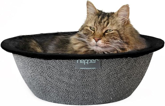 Hepper Cat Nest - Washable Cat Bed with Removable Fluffy Fleece Liner - Cozy Comfy Calming Cat Bed Round Shape - Cat Warming Bed - Donut Cat Bed Desk Ready - Small Cat Bed for Indoor Cats - PAWPICO