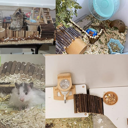 Hermit Crab Climbing Toys, Wooden Hermit Crab Hideout, Reptile Tank Habitat Decor, Bendable Ladder Bridge Tunnel Toys for Lizard Chameleon Hamster Rats Chinchilla Guinea Pig Rabbit Bearded Dragon Dnoifne