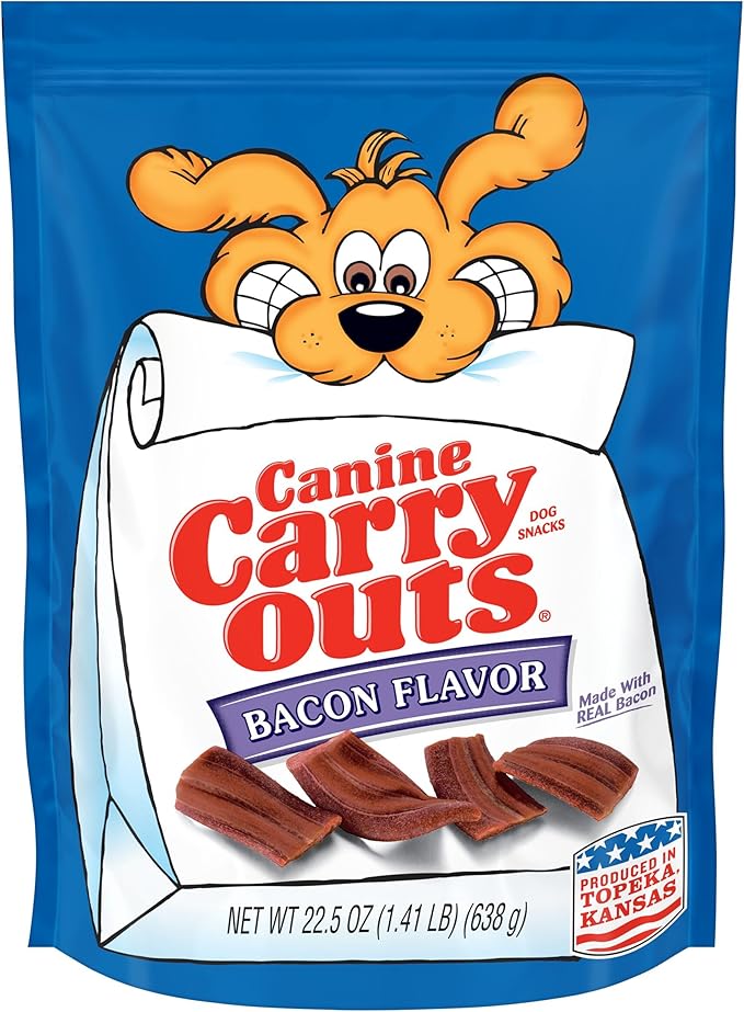 Canine Carry Outs Dog Treats, Bacon Flavor, 22.5 Ounce (Pack of 4), Made with Real Bacon - PAWPICO