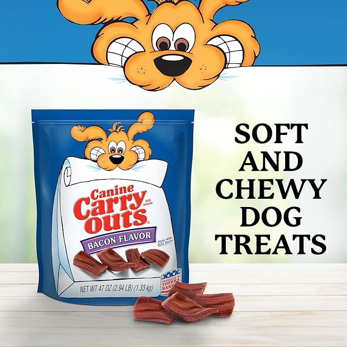 Canine Carry Outs Dog Treats, Bacon Flavor, 47 Ounce, Made with Real Bacon (Pack of 2) - PAWPICO