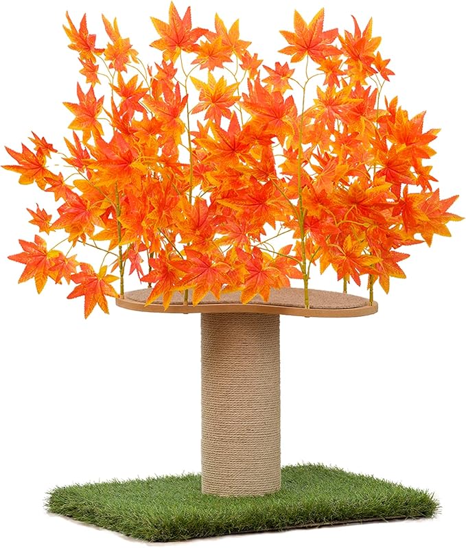 On2 Pets 2ft Interchangeable Leaves Kitty Tree with Scratching Post, Cat Activity Condo Made in USA with Love and Care - PAWPICO