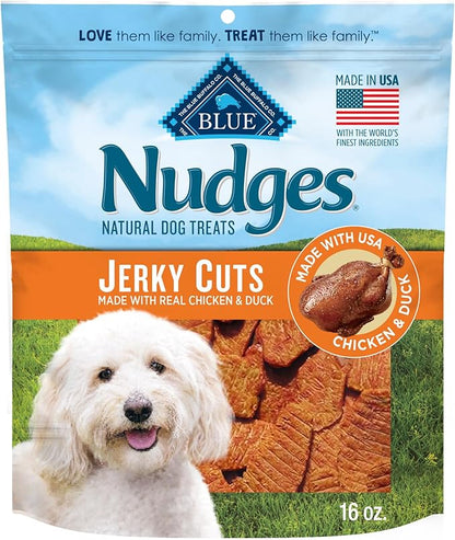 Blue Buffalo Nudges Jerky Cuts Dog Treats, Made in the USA with Natural Ingredients, Chicken & Duck, 16-oz Bag - PAWPICO