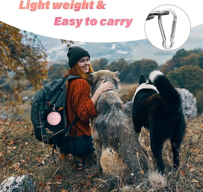 Dog Bowl Pet Collapsible Bowls, 2 Pack Collapsible Dog Water Bowls for Cats Dogs, Portable Pet Feeding Watering Dish for Walking Parking Traveling with 2 Carabiners (Small, Fairy Pink+Sprout Green) - PAWPICO