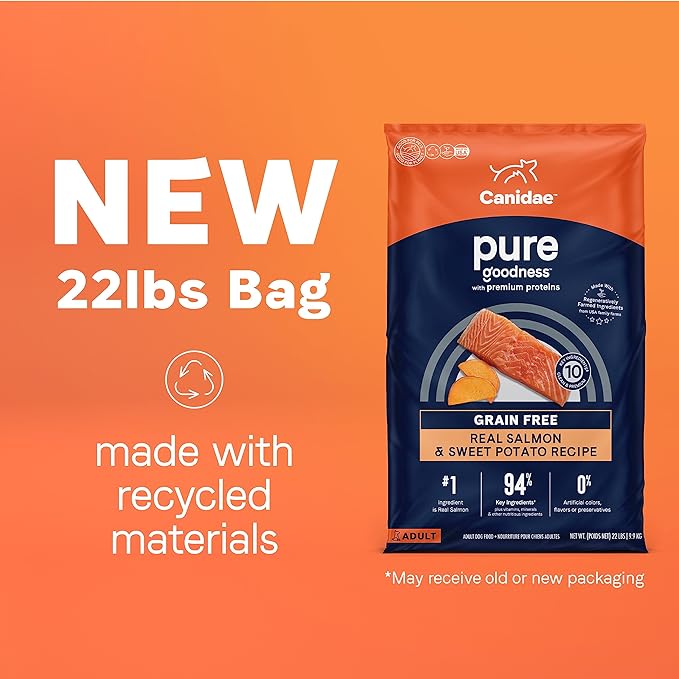 Canidae Pure Real Salmon & Sweet Potato Recipe Adult Dry Dog 22 LB - PAWPICO