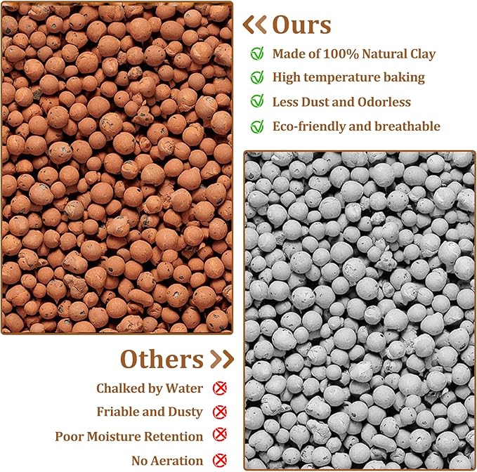 Riare 4LBS Expanded Clay Balls Terrarium Substrate for Reptiles - 100% Organic Lightweight Clay Pebbles Substrate Frogs False Bottom Substrate, Bioactive Terrarium Substrate for Drainage and Moisture Riare