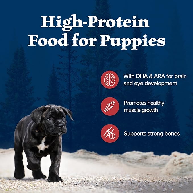 Blue Buffalo Wilderness Rocky Mountain Recipe High-Protein Dry Puppy Food with DHA, Made in the USA with Natural Ingredients Plus Wholesome Grains, Red Meat, 4.5-lb. Bag - PAWPICO