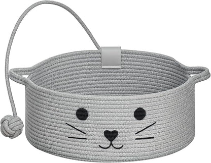 Cat Beds for Indoor Cats, Warm Soft Pet Bed Washable, Cute Cat Bed With Playing Rope Ball, Pet Gift Basket for Cat, Dog-15.7" L×5.9" H, Grey - PAWPICO