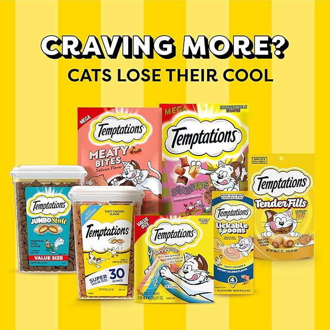 TEMPTATIONS Classic Crunchy and Soft Cat Treats Seafood Medley Flavor, 30 Oz. Tub Temptations