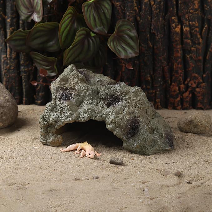 Resin Leopard Gecko Hide, True to Nature Reptile Rock for Bearded Dragon Hideout Snake Hides for Ball Pythons, Tortoise House Terrarium DÉCor - Meidum IBWell