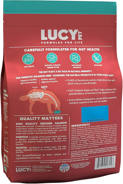 Lucy Pet Formulas for Life Salmon, Pumpkin, & Quinoa Dry Dog Food, All Life Stages, Digestive Health, Sensitive Stomach & Skin, 4.5lb bag - PAWPICO