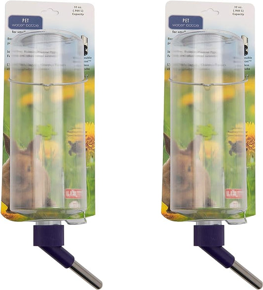 Lixit Standard Cage Water Bottles for Rabbits, Ferrets, Guinea Pigs, Hamsters, Rats, Mice and Other Small Animal's (32 Ounce, Clear Pack of 2) Lixit