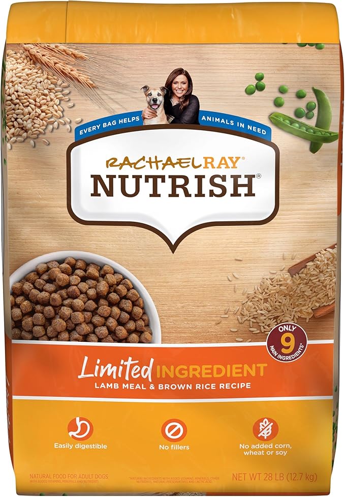 Rachael Ray Nutrish Limited Ingredient Diet Lamb Meal & Brown Rice Recipe, 28 Pounds, 007119000675 - PAWPICO