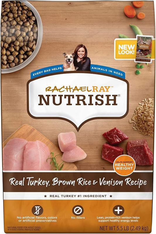 Rachael Ray Nutrish Dry Dog Food, Turkey, Brown Rice & Venison Recipe for Weight Management, 5.5 Pounds - PAWPICO