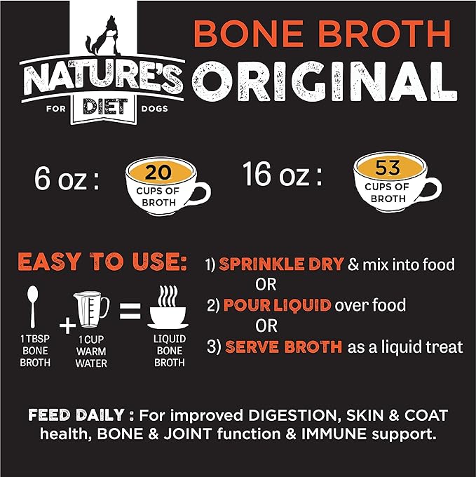 Nature's Diet Pet Bone Broth Protein Powder with Pumpkin, Fish Oil and Turmeric (Chicken, 16 oz = 159 Servings) NaturesDiet%C2%AE