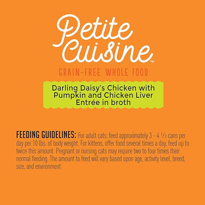PETITE CUISINE Darling Daisy's Wet Cat Food, Chicken with Pumpkin and Chicken Liver, 2.8 oz. Cans (24 Count) - PAWPICO