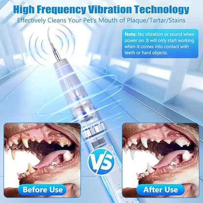 Dog Plaque Remover for Teeth, Dog Teeth Cleaning Kit with LED Light and 5 Modes, Teeth Cleaner for Dogs and Cats,White MIONJO