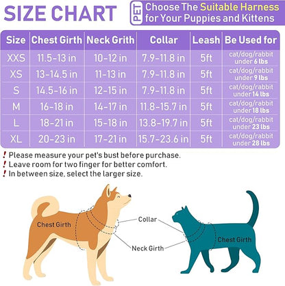 GAMUDA Small Pet Harness Collar and Leash Set, Step in No Chock No Pull Linen Fabric Soft Mesh Dog Vest Harnesses Reflective for Dogs Puppy Cats Kitten Rabbit (Purple, S) GAMUDACollarsCollection