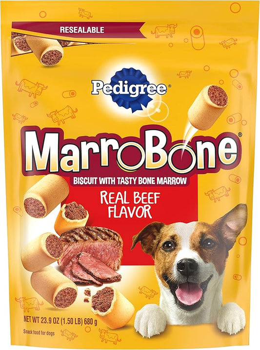 PEDIGREE MARROBONE Dog Treats Real Beef Flavor Crunchy Dog Biscuit, (24.9 OZ)(Pack of 8) - PAWPICO