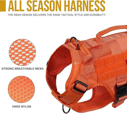 OneTigris Tactical Dog Harness for Small Dog, Mesh Design Service Dog Vest Breathable Military Dog Molle Vests with Handles, Harness for Walking Hiking Training OneTigris