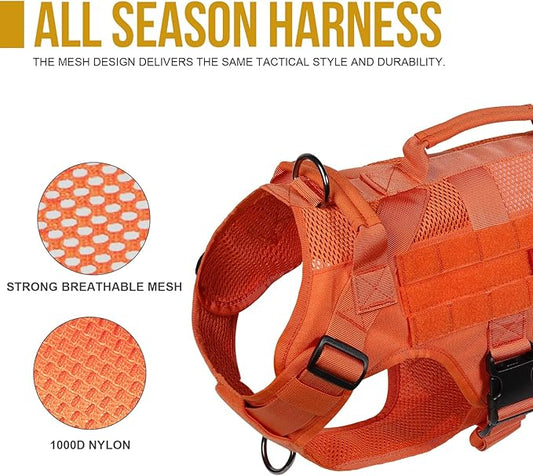 OneTigris Tactical Dog Harness for Small Dog, Mesh Design Service Dog Vest Breathable Military Dog Molle Vests with Handles, Harness for Walking Hiking Training OneTigris