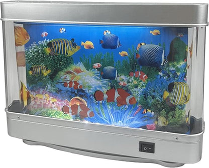 Fake Fish Tank Mini Aquarium,Artificial Tropical Fish Decorative,Fake Aquarium Decorative Lamp,Aquarium Lights Motion Lamp Night Light with Moving Fish,Gift for Kids(US Plug) Tokenkuko