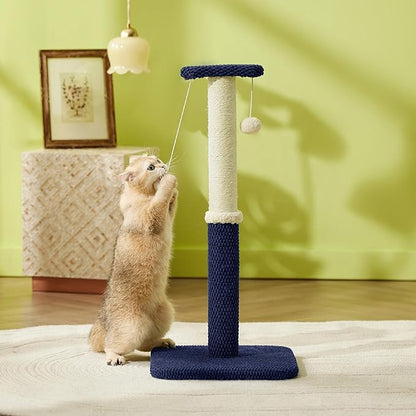 Lesure 29" Tall Cat Scratching Post - Premium Sisal Rope Highly Resistant Carpet Scratching Posts for Indoor Cats Adults, Sturdy Large Cat Scratch Pole with Hanging Ball, Blue - PAWPICO