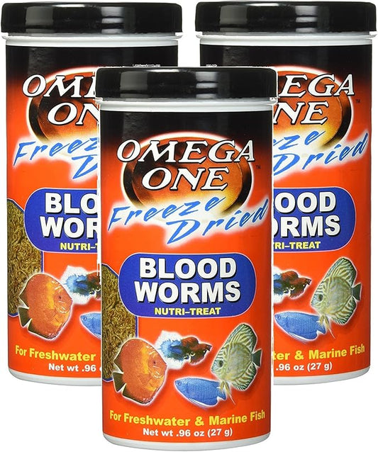 Omega One (3 Pack) Freeze Dried Blood Worms 0.96oz OmegaOne