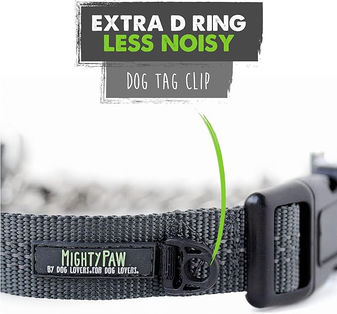 Mighty Paw Martingale Dog Collar 2.0 | Trainer Approved Limited Slip Collar with Stainless Steel Chain & Heavy Duty Buckle - Modified Cinch Collar for Gentle & Effective Pet Training - Medium, Grey MightyPaw