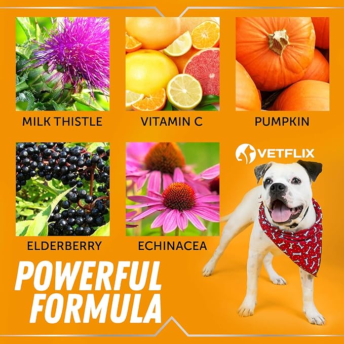 Velflix Allergy Immune Anti Itch & Hot Spots - Made in USA Natural Pet Supplement for Cat & Dog Allergy Relief with Turmeric & Milk Thistle -Seasonal Allergies Digestive Treatment for Dogs & Cats Vetflix